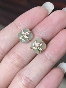 Boucles d’oreilles Jade – Lumière Botanique, Argent Plaqué Or photo review