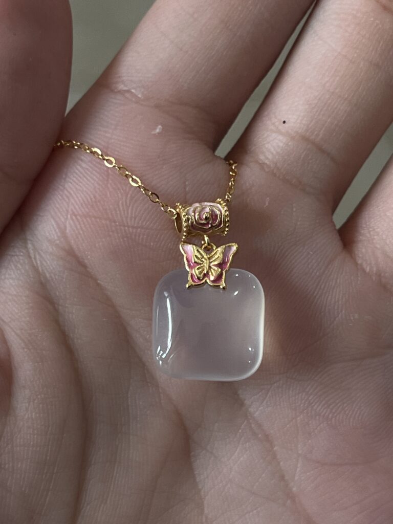 Collier Jade – Douce Éclosion, Argent Plaqué Or photo review