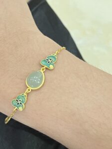 Bracelet Jade – Goutte de Chance, Argent Plaqué Or photo review
