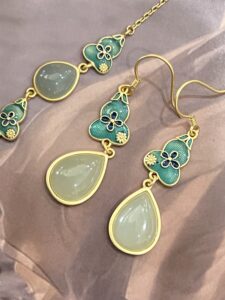 Bracelet Jade – Goutte de Chance, Argent Plaqué Or photo review