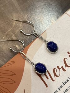 Boucles d’oreilles Malachite/Lapis Lazuli – Harmonie des Pierres, Argent photo review