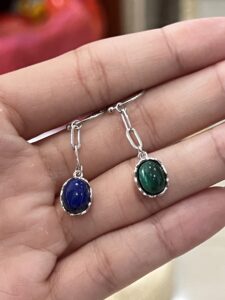 Boucles d’oreilles Malachite/Lapis Lazuli – Harmonie des Pierres, Argent photo review