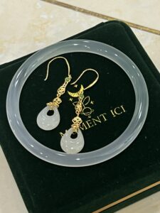 Boucles d’Oreilles Pendantes Jade – Gloire Impériale, Argent Plaqué Or photo review