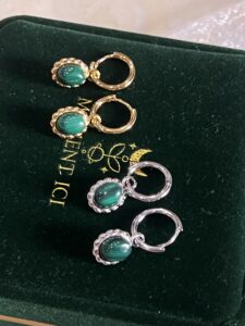 Boucles d’oreilles Malachite – Charme Ovale, Argent photo review