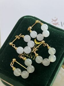 Boucles d’Oreilles Créoles Jade – Sérénité Courbée, Argent photo review
