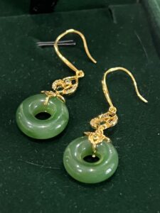 Boucles d’oreilles Jade – Élégance Impériale, Argent Plaqué Or photo review