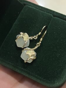 Boucles d'Oreilles Jade – Éveil du Cœur, Argent Plaqué Or photo review