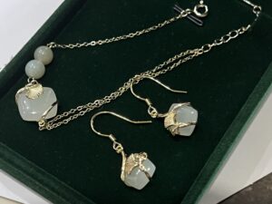 Boucles d'Oreilles Jade – Éveil du Cœur, Argent Plaqué Or photo review