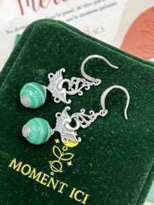 Boucles d'Oreilles Malachite – Phénix de Renaissance, Argent 925 photo review