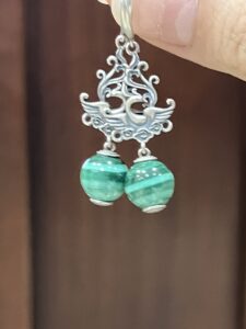Boucles d'Oreilles Malachite – Phénix de Renaissance, Argent 925 photo review