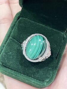Bague Malachite ou Œil de Tigre – Énergie Divine, Argent 925 photo review
