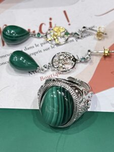 Bague Malachite ou Œil de Tigre – Énergie Divine, Argent 925 photo review