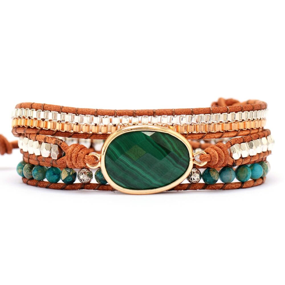Bracelet Wrap Malachite – Harmonie Bohème
