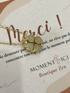 Collier Jade ou Agate Rouge – Chance d’Amour, , Argent Plaqué Or photo review
