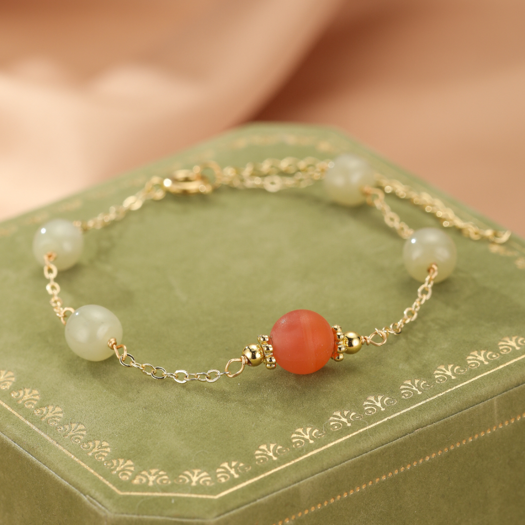 Bracelet Agate Rouge et Jade Néphrite – Éclat Protecteur