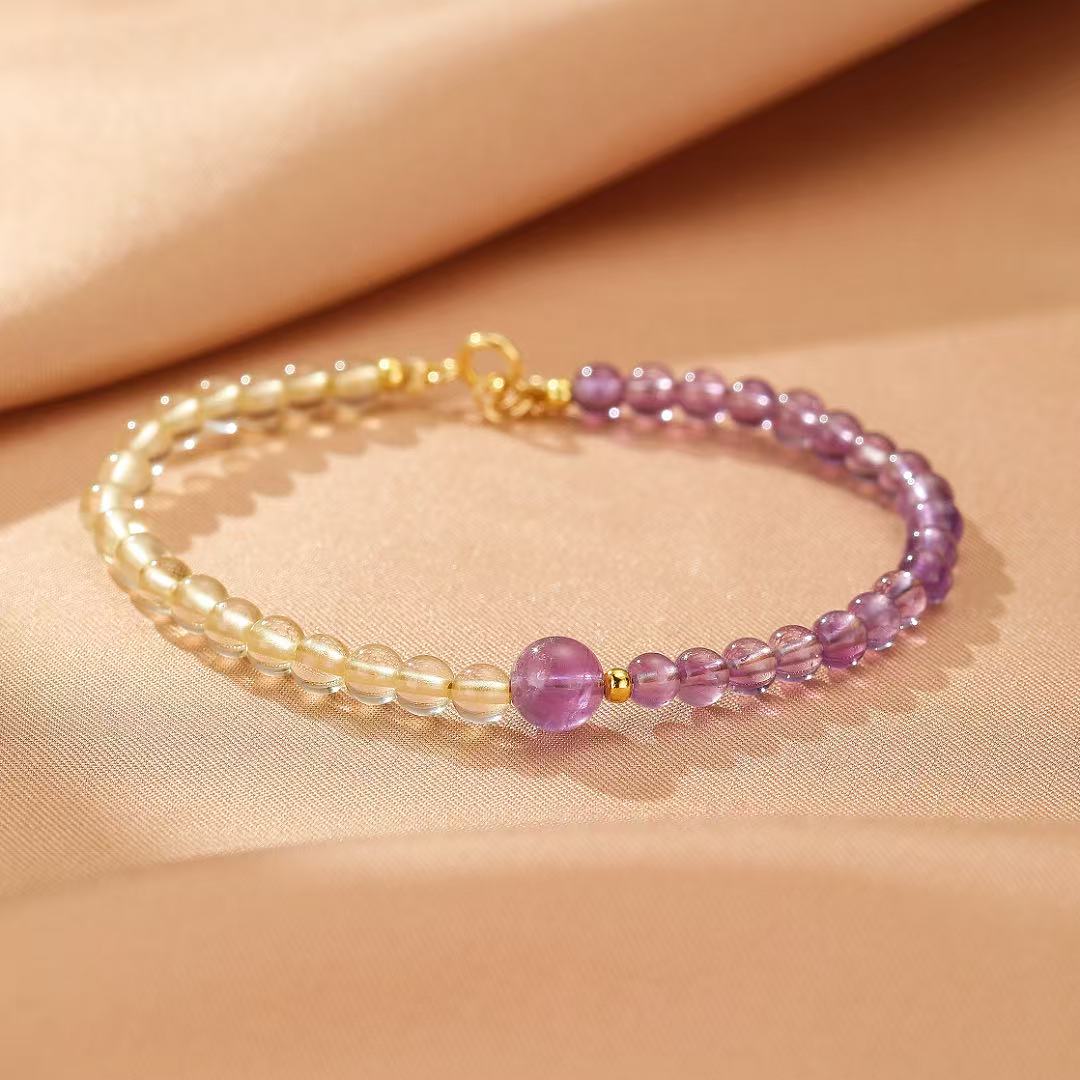 Bracelet Citrine et Améthyste – Équilibre Solaire et Mystique
