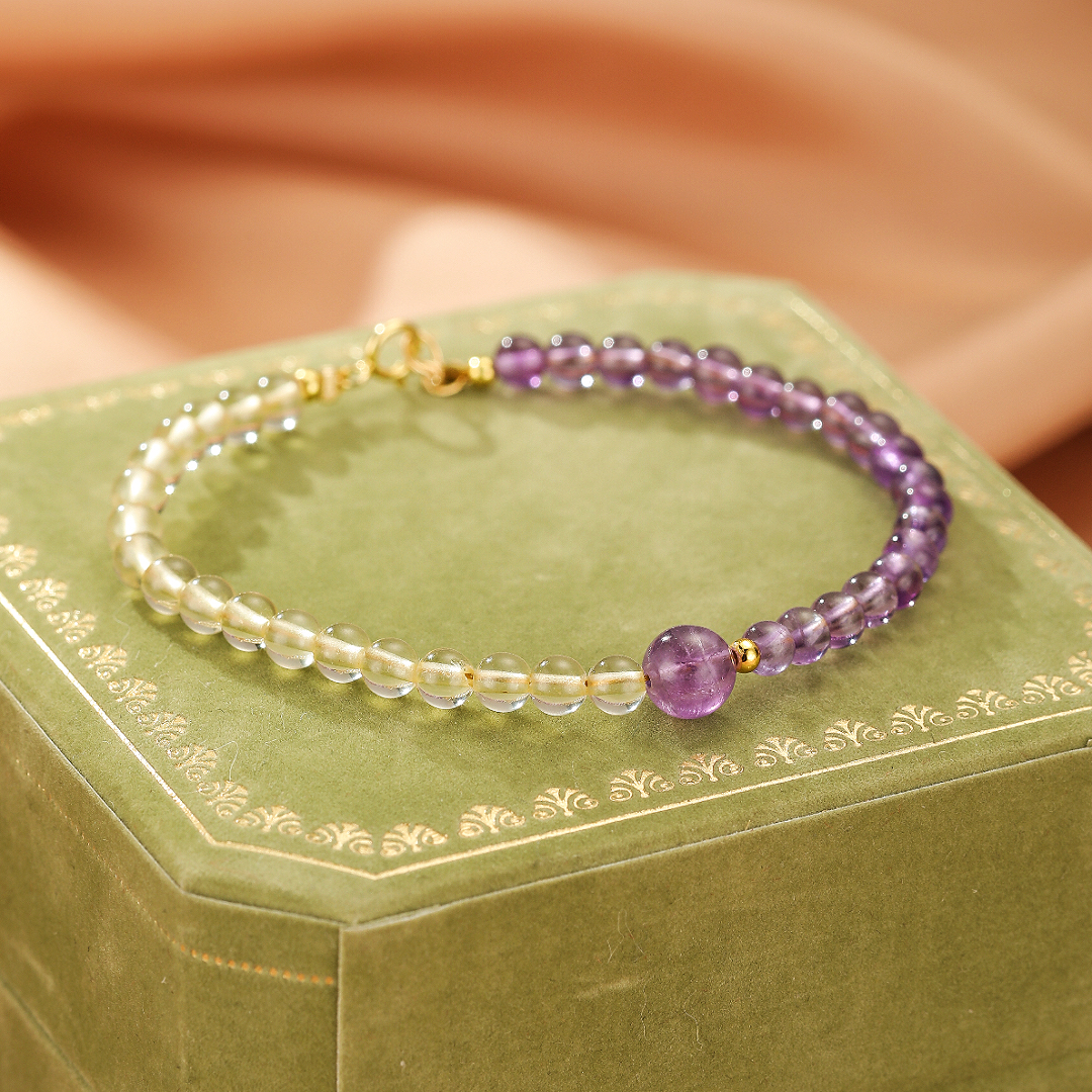 Bracelet Citrine et Améthyste – Équilibre Solaire et Mystique