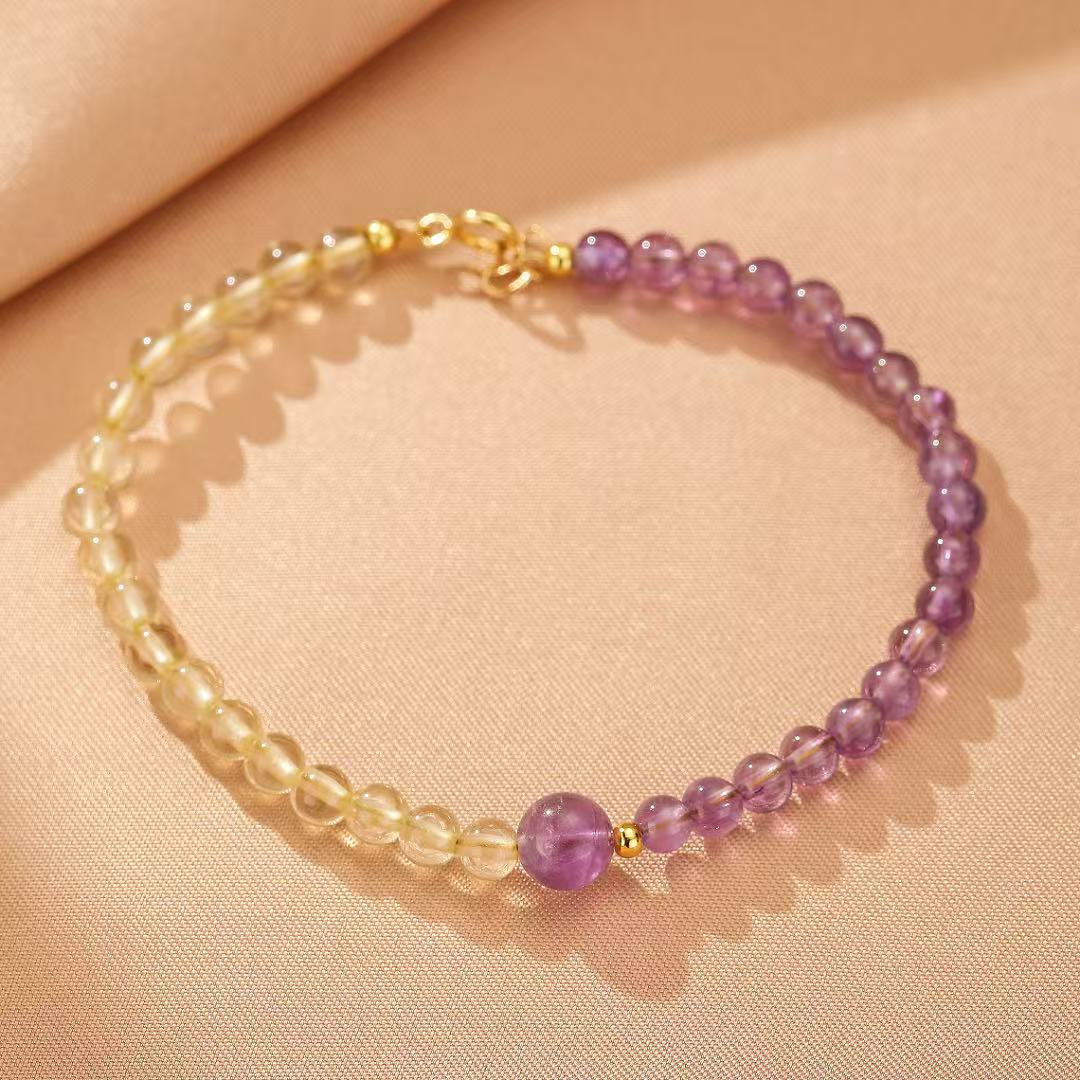Bracelet Citrine et Améthyste – Équilibre Solaire et Mystique