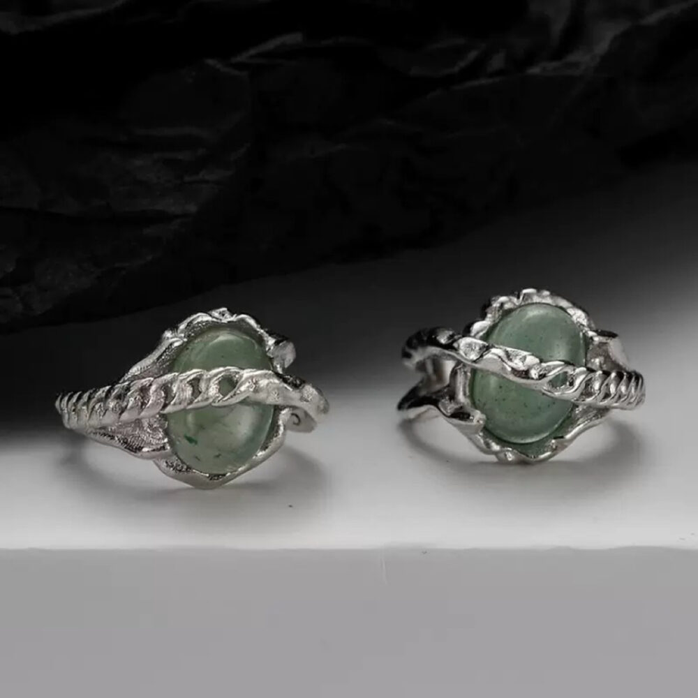 Boucles d'Oreilles Aventurine – Énergie Harmonieuse, Argent