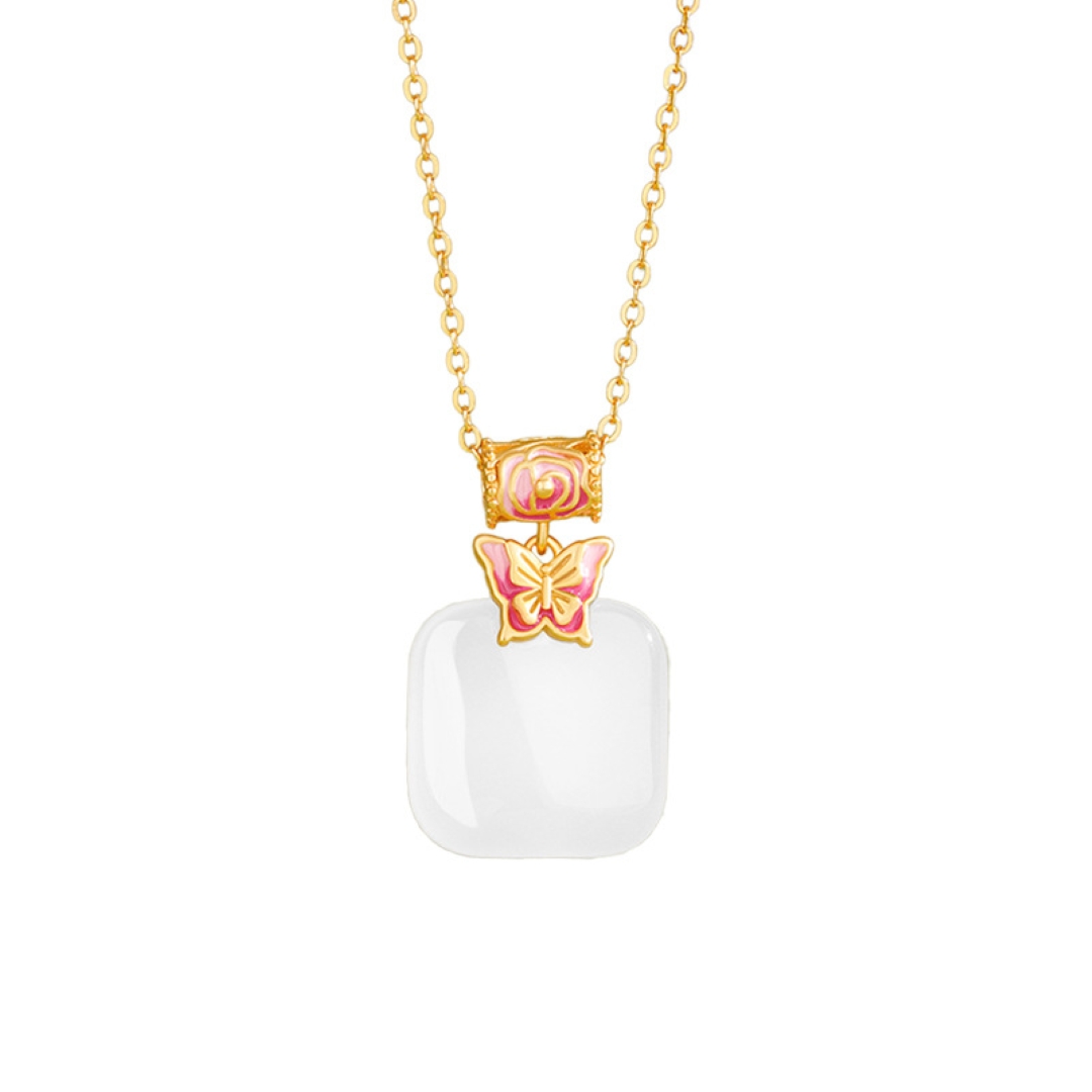 Collier Jade – Douce Éclosion, Argent Plaqué Or