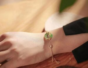 Bracelet Jade et Carpe Koï – Charme d'Abondance, Plaqué Or photo review