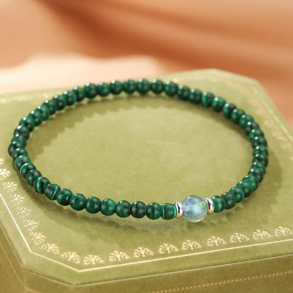 Bracelet Malachite – Harmonie Intérieure, Argent
