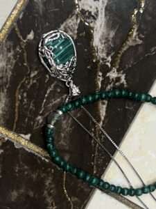 Collier Malachite – Éveil Sylvestre, Argent photo review