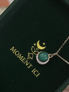 Collier Malachite – Aura Lumineuse, Argent Plaqué Or photo review
