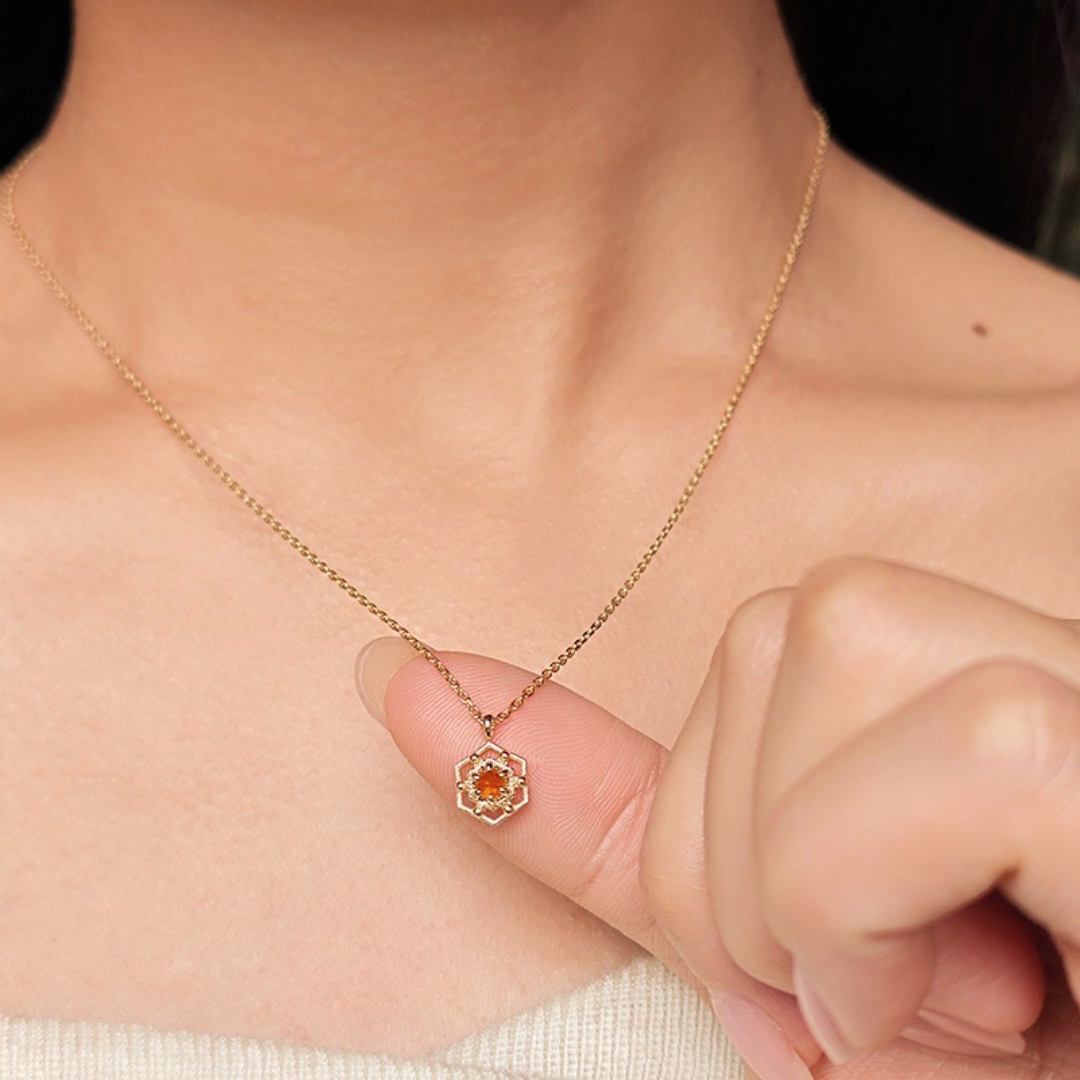 Bijoux-Collier Citrine – Éclat Jardin d’Or, Argent Plaqué Or