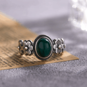 Bague Malachite – Fleur d’Âme, Argent photo review