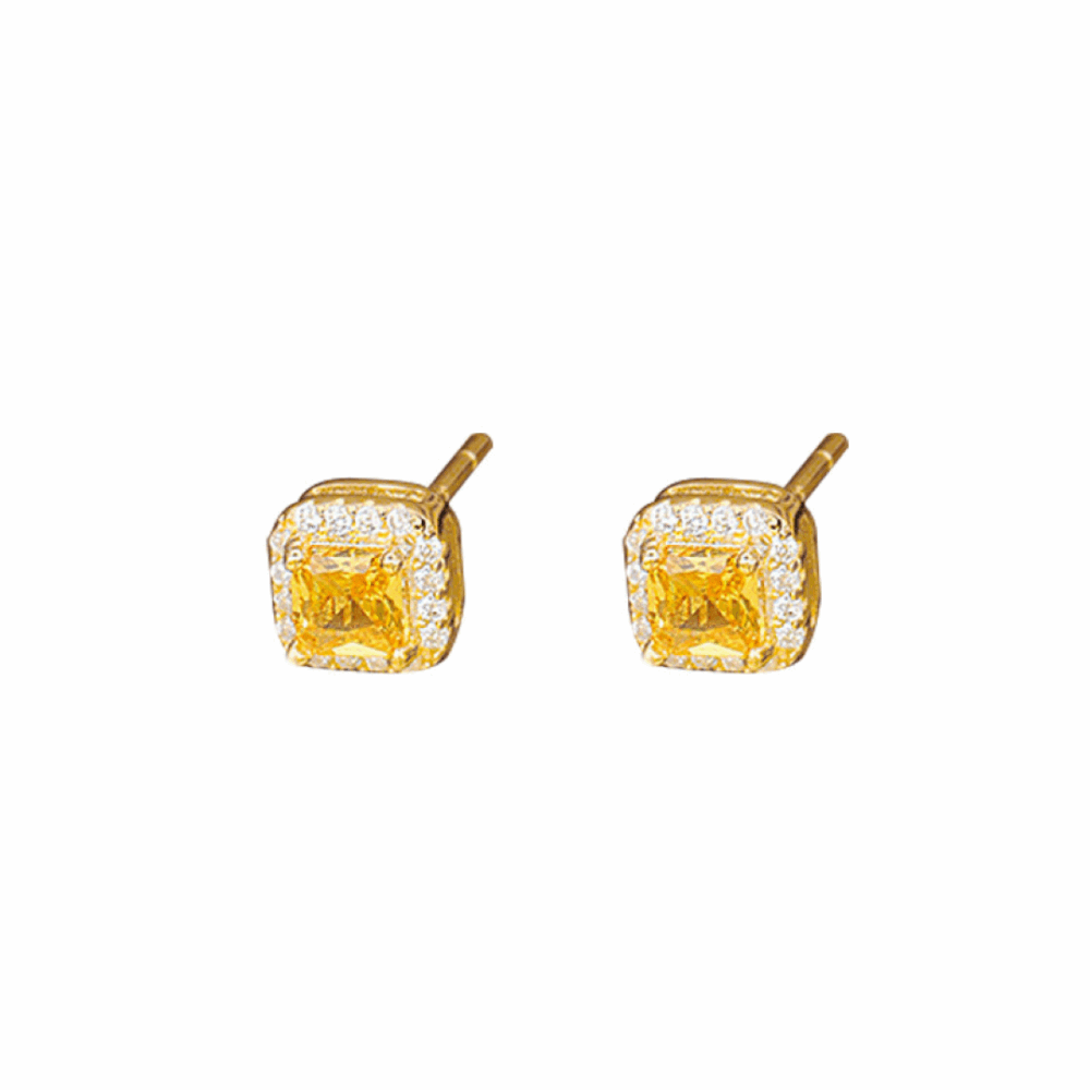 Boucles d’Oreilles Citrine – Éclat Carré, Argent