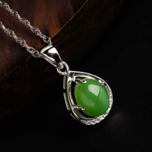 Collier Jade – Goutte de Paix, Argent photo review