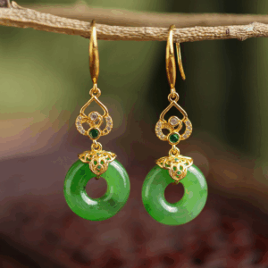 Boucles d’oreilles Jade – Élégance Impériale, Argent Plaqué Or photo review