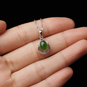 Collier Jade – Goutte de Paix, Argent photo review