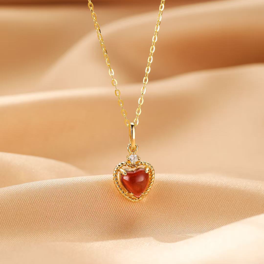 Collier Grenat – Promesse Écarlate, Argent Plaqué Or