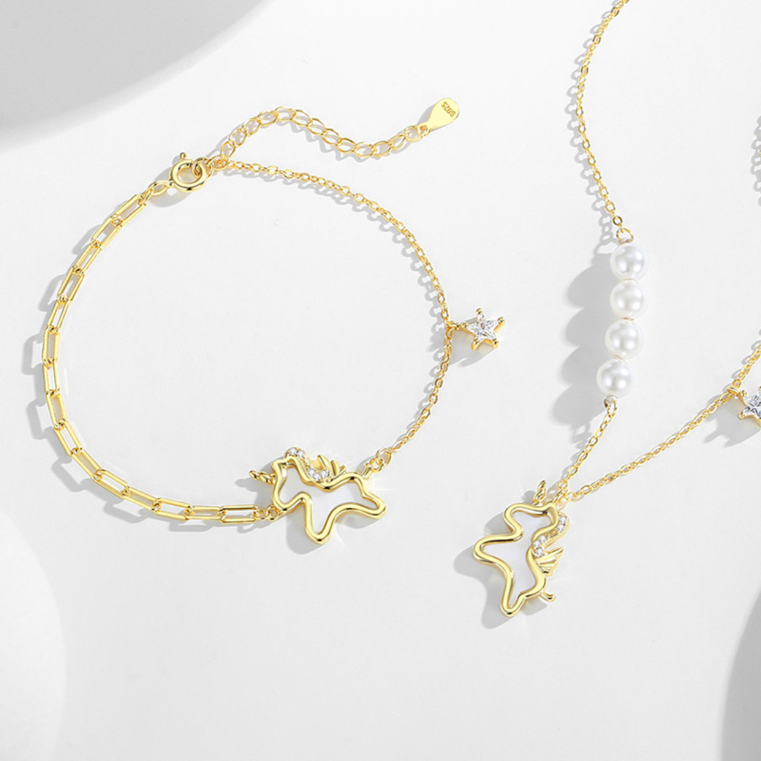 Bracelet Cheval – Liberté Étoilée, Argent Plaqué Or