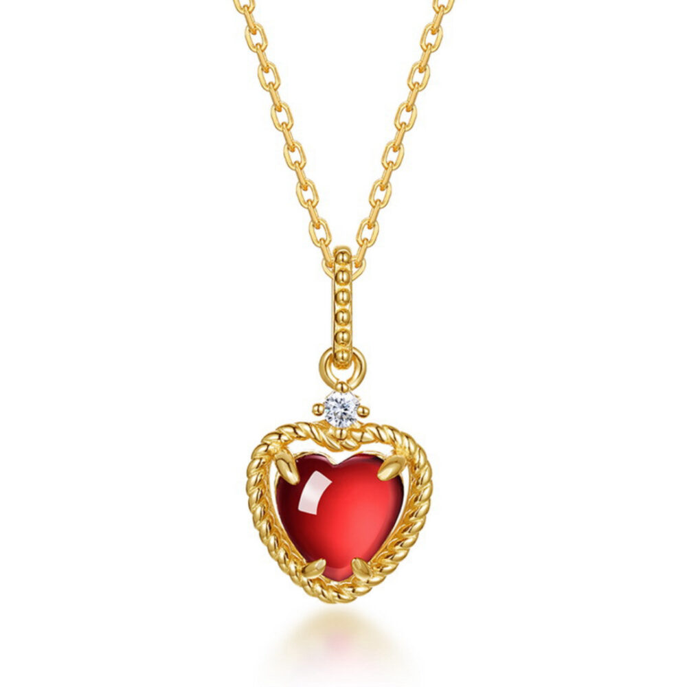 Collier Grenat – Promesse Écarlate, Argent Plaqué Or