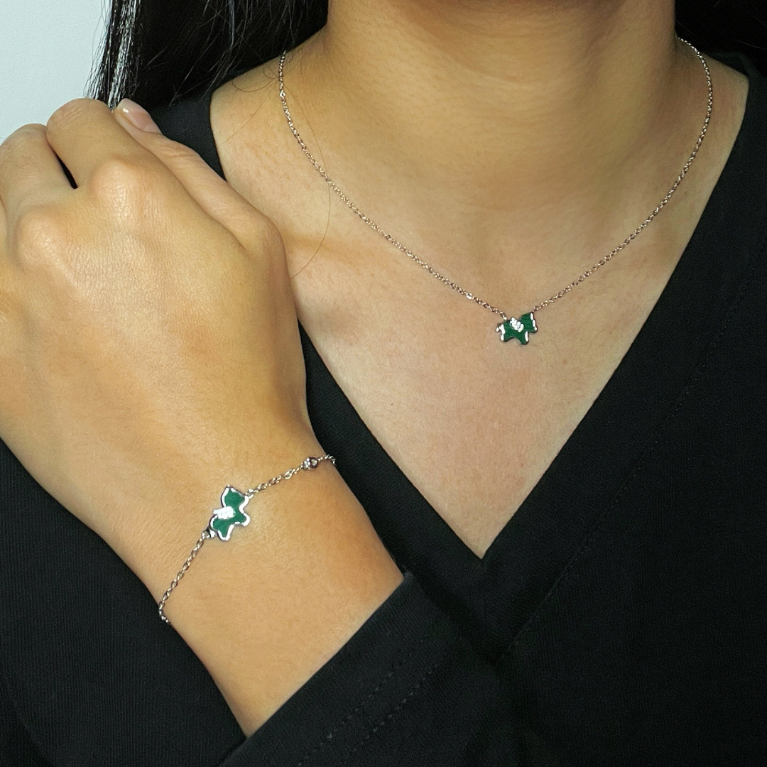 Collier Malachite Cheval – Élégance Libre, Argent