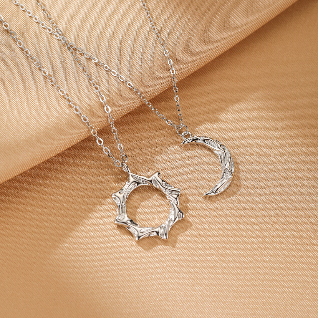Collier Couple – Soleil et Lune Éternels, Argent