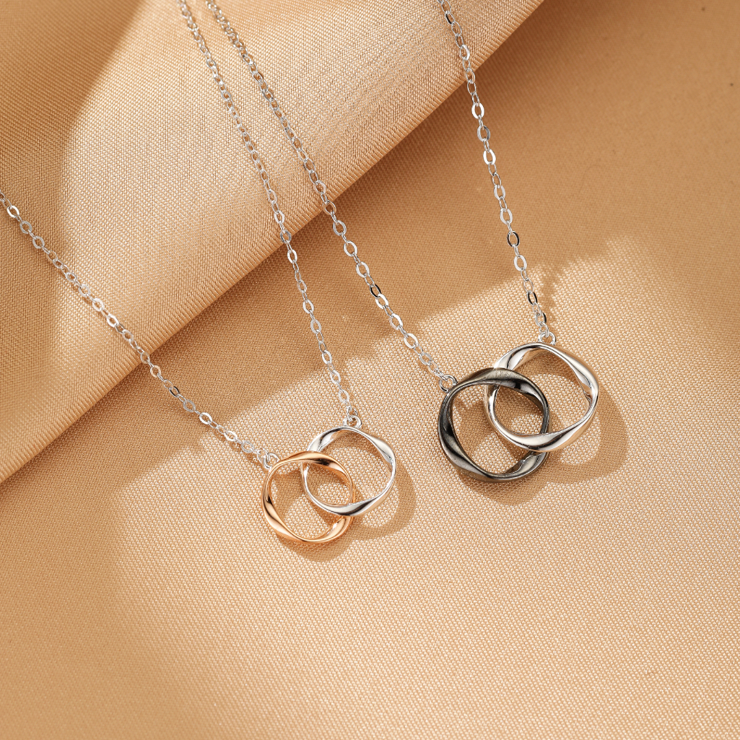 Collier Couple – Anneaux Unis, Argent