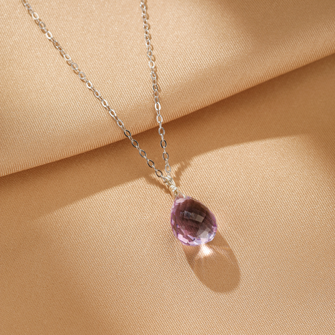 Collier Améthyste – Goutte Pure, Argent