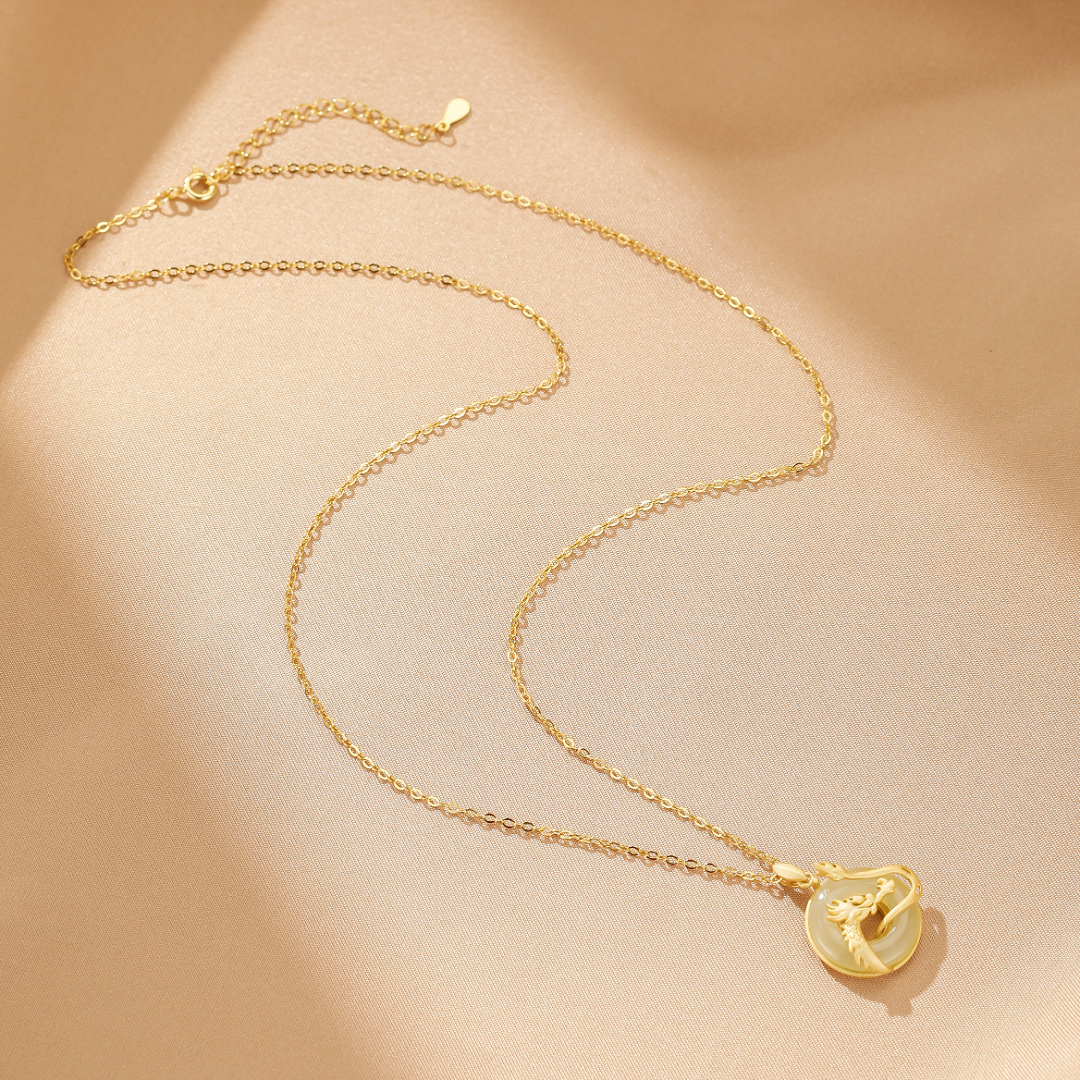 Collier Jade Couple – Union Sacrée, Argent Plaqué Or