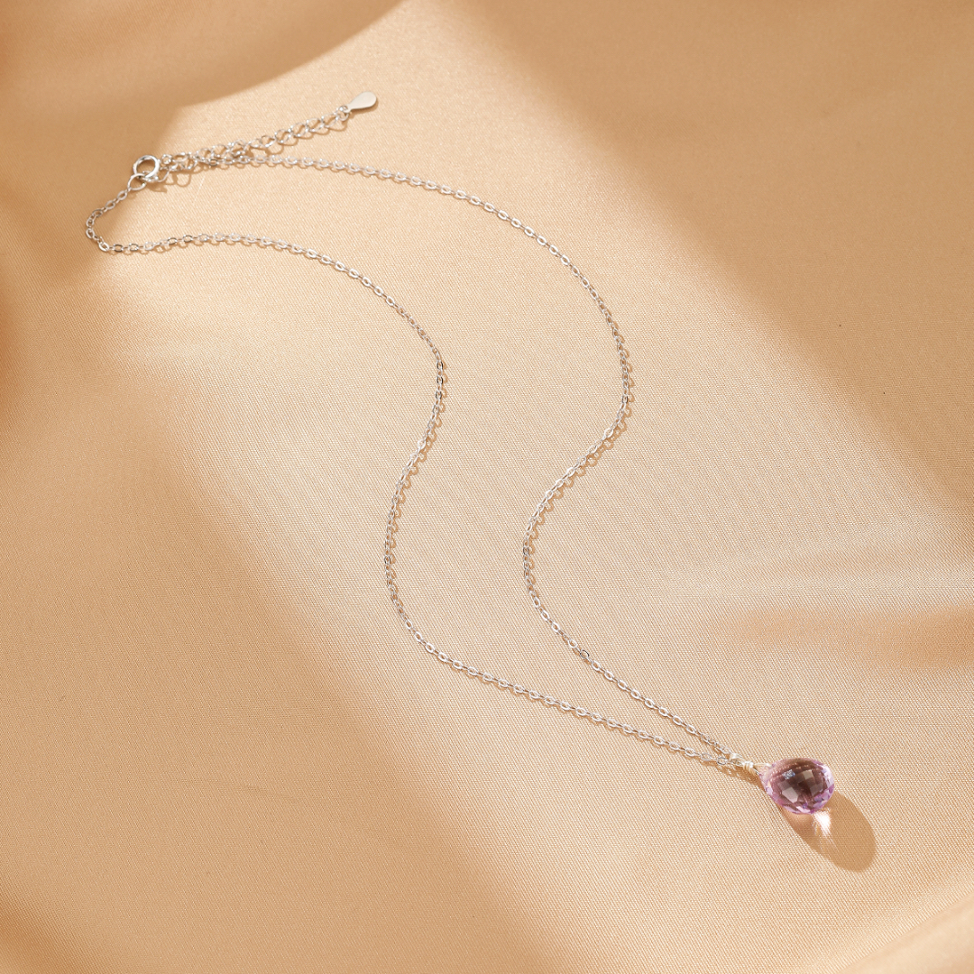 Collier Améthyste – Goutte Pure, Argent