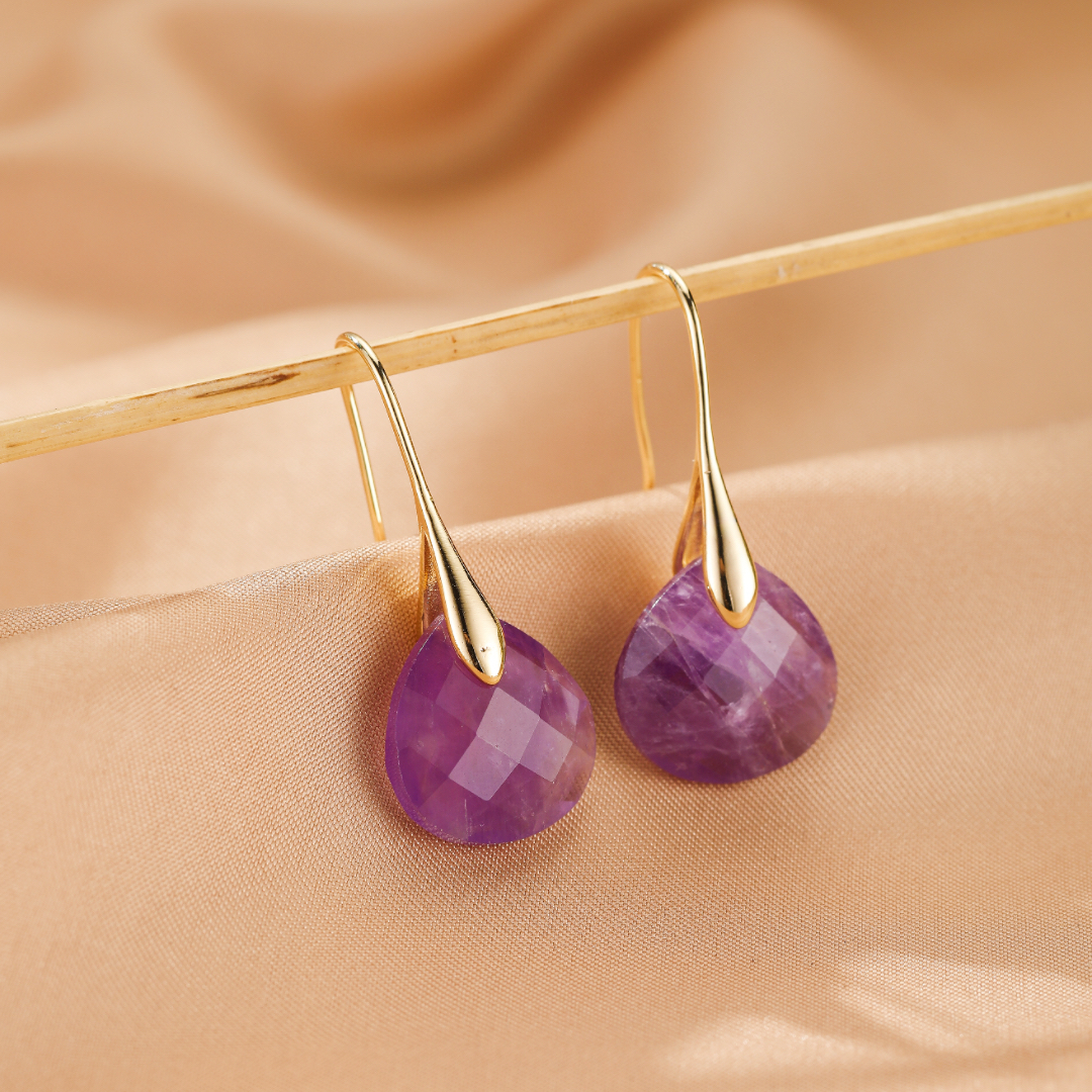 Boucles d’oreilles Améthyste – Goutte de Lune