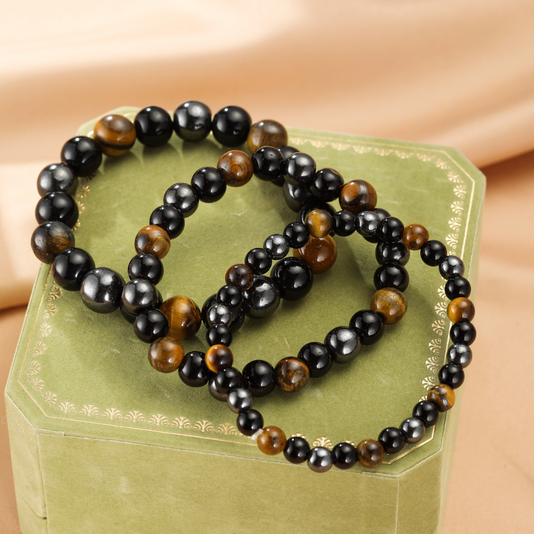 Bracelet Œil de Tigre et Hématite – Force Intérieure