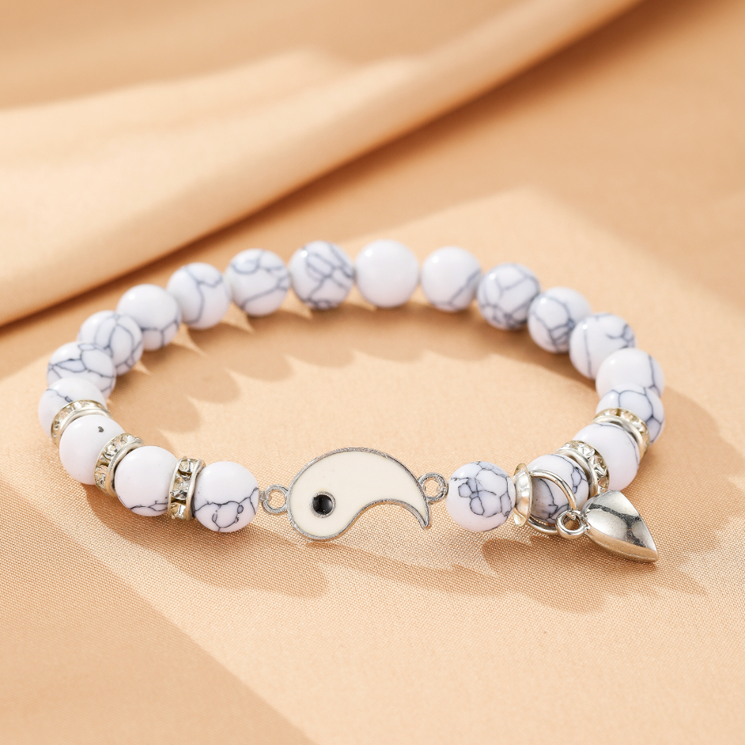 Bracelet Pierre de Lave et Howlite Couple – Yin et Yang