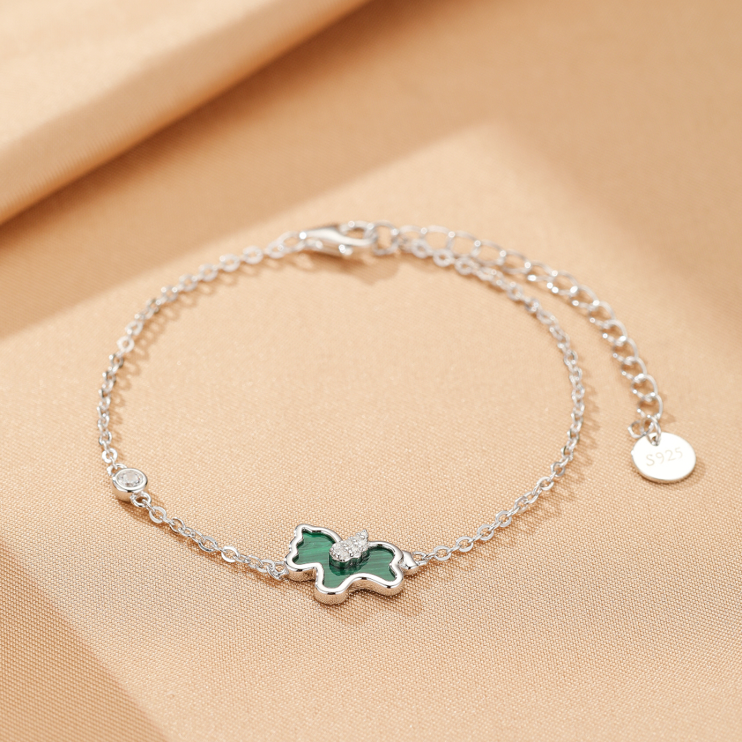 Bracelet Malachite Cheval – Élégance Libre, Argent