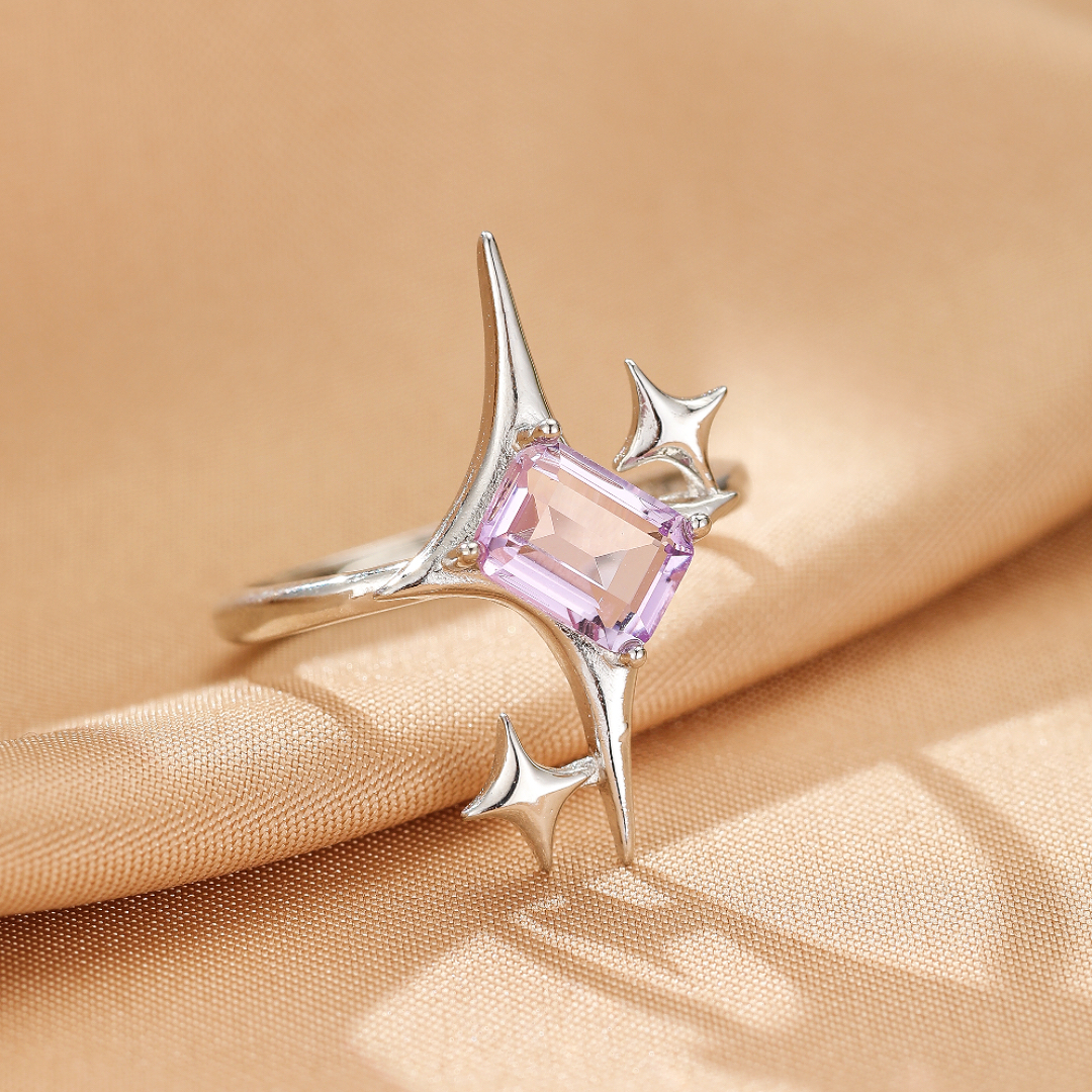 Bague Améthyste – Éclat Stellaire, Argent