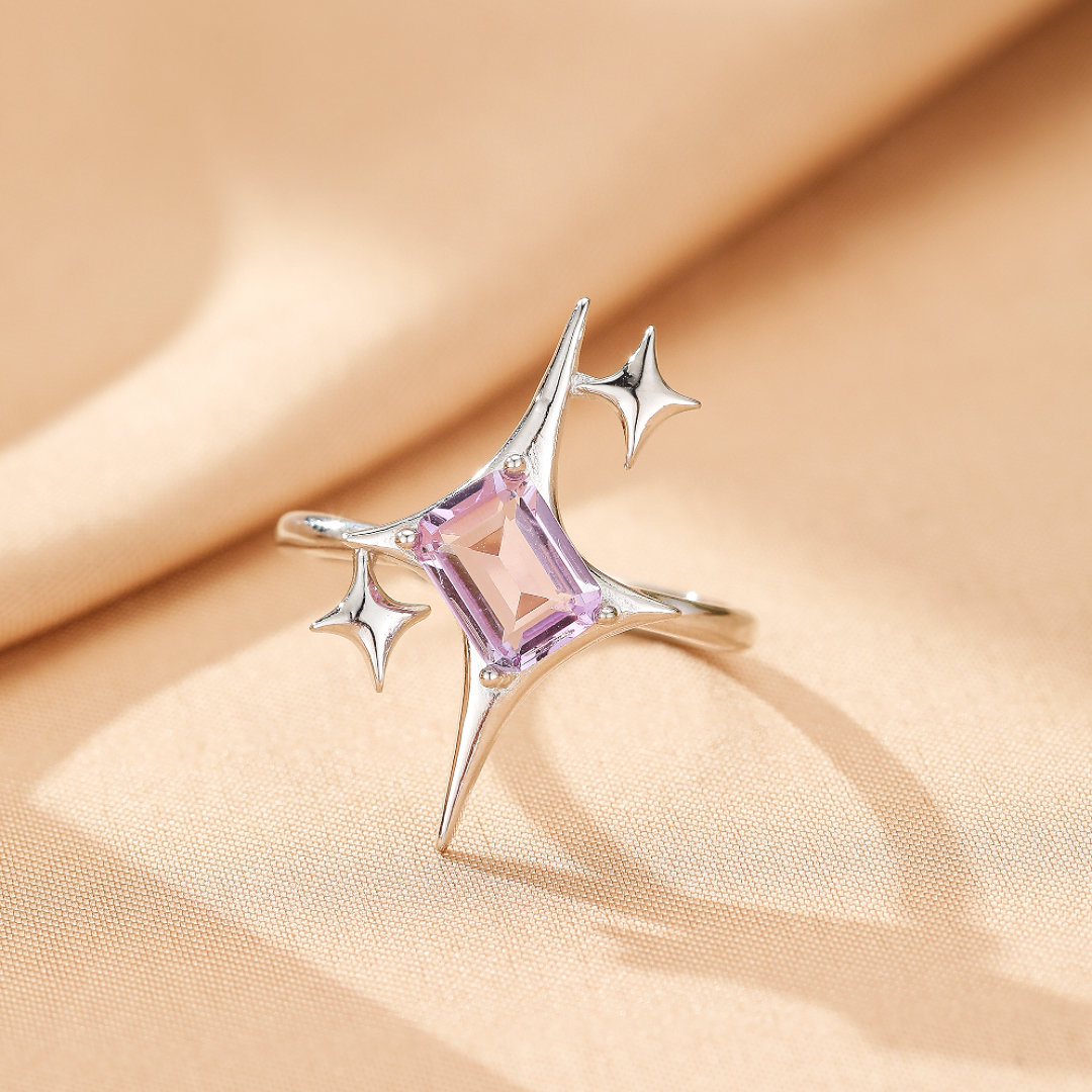 Bague Améthyste – Éclat Stellaire, Argent