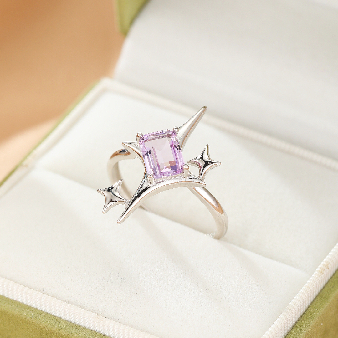 Bague Améthyste – Éclat Stellaire, Argent
